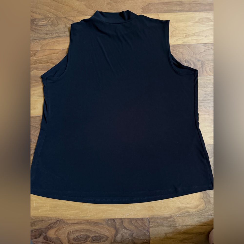 IMAN Black A-Line Mock Neck Women's Sleeveless Top